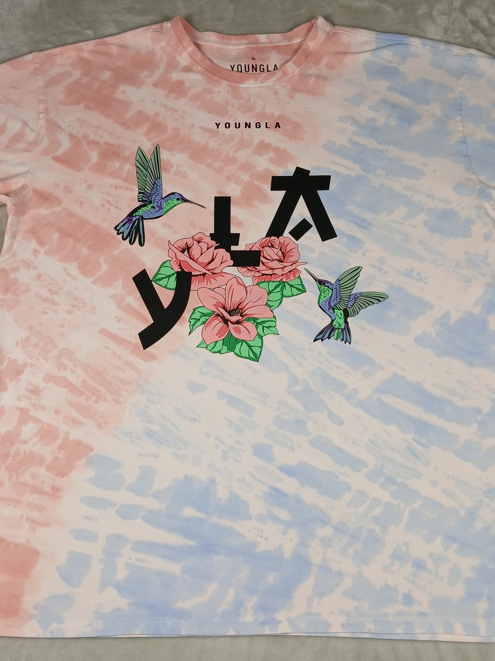 YoungLA Hummingbird T Shirt XL Men's Tie Dye Floral
